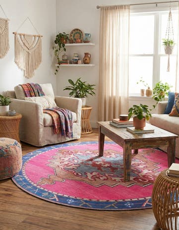 5' x 5' Washable Timeless Round Rug