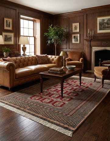 4' 2 x 5' 10 Hand Knotted Bokhara Wool Rug