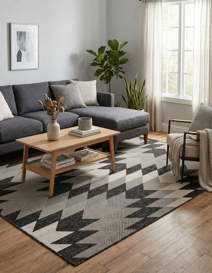 Detail image of 5' 3 x 7'  Washable Modern Indoor / Outdoor Rug