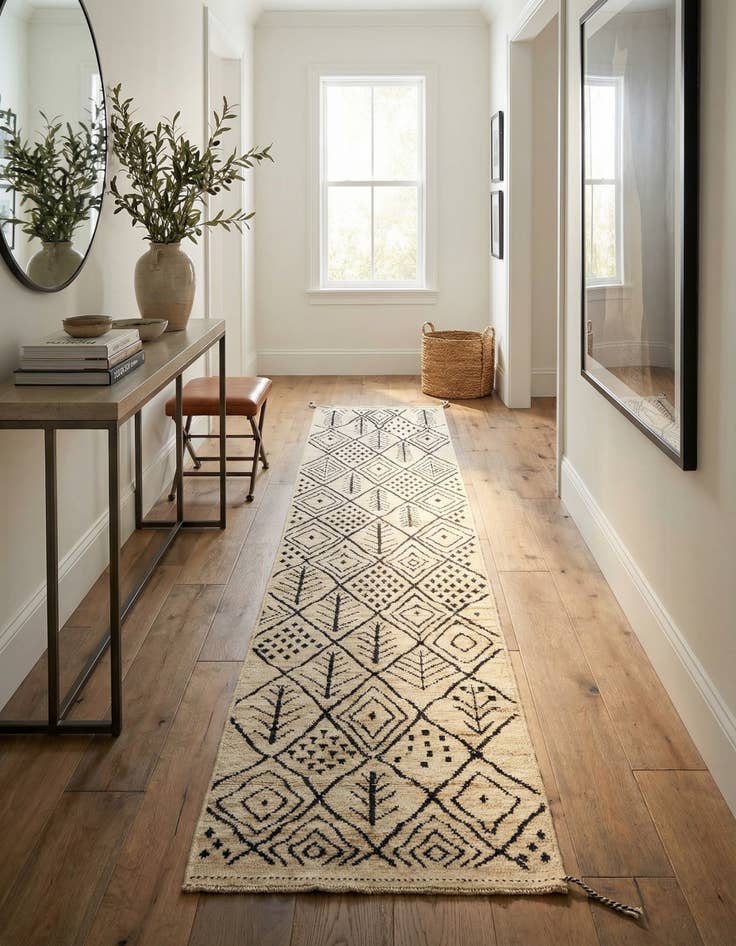 Detail image of  3' x 16' 6  Hand Knotted Moroccan Wool Runner Rug