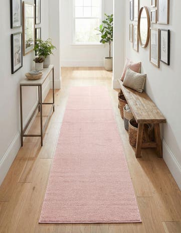 Rose Pink Everyday Solid Runner Rug