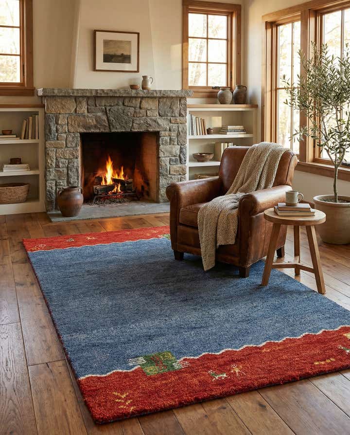 4' x 5' 10 Hand Knotted Gabbeh Wool Rug