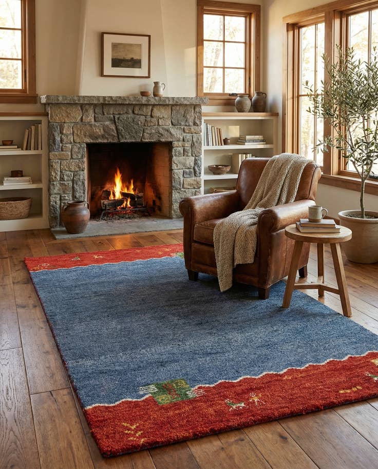 Detail image of 4' x 5' 10 Hand Knotted Gabbeh Wool Rug