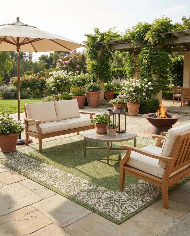 Detail image of 7' 10 x 11' Easy-Clean Border Indoor / Outdoor Rug