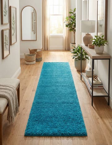 2' 7 x 13' Solid Shag Runner Rug