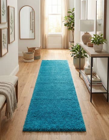 2' 7 x 13' Solid Shag Runner Rug