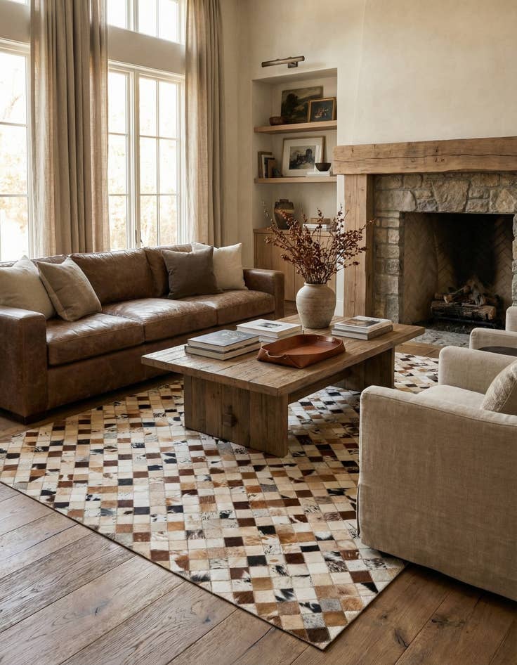 Detail image of 5' x 8' Cowhide Leather Rug