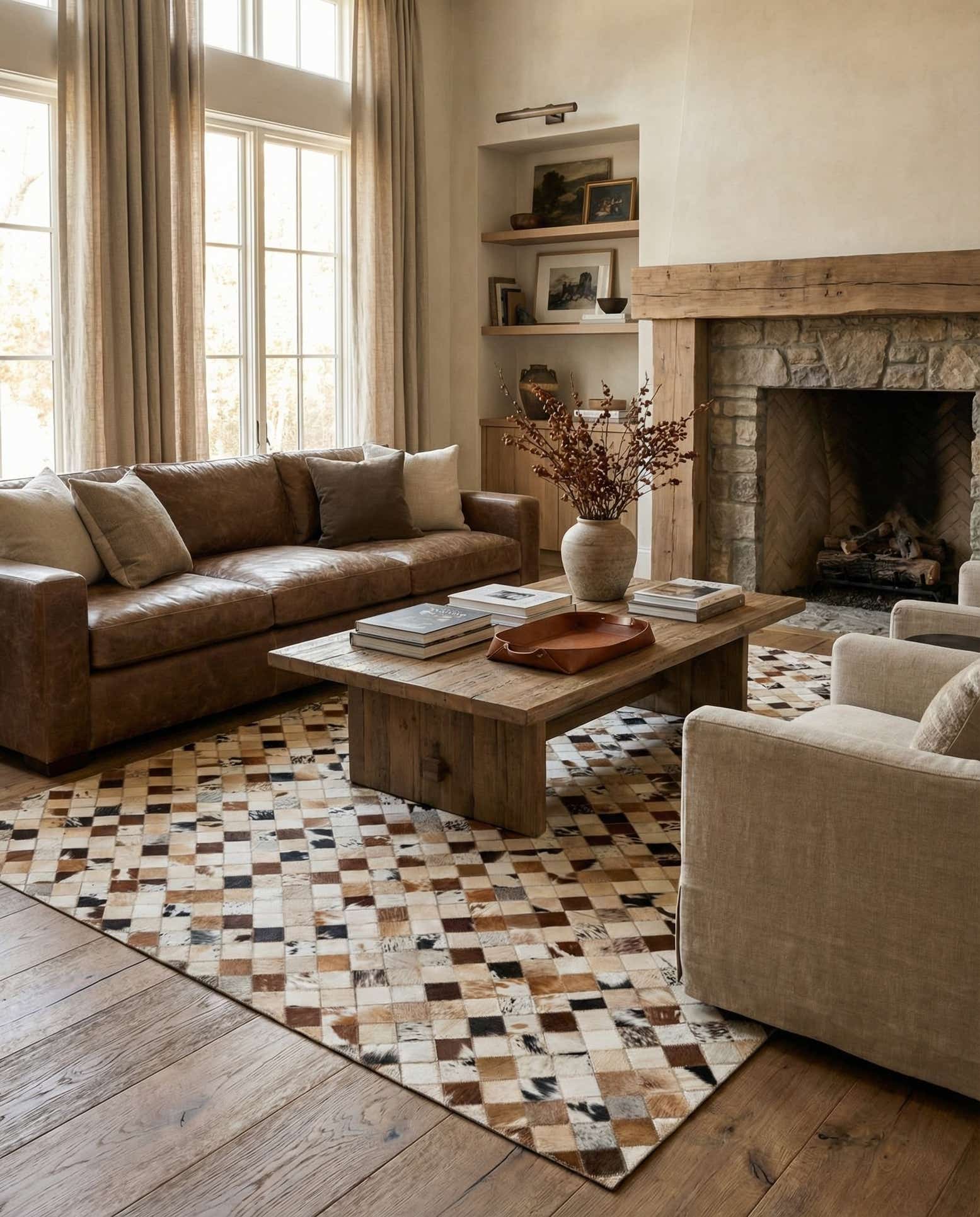 5' x 8' Cowhide Leather Rug