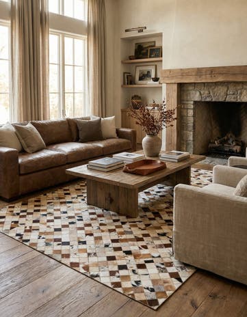 5' x 8' Cowhide Leather Rug
