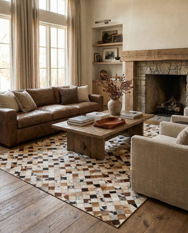 5' x 8' Cowhide Leather Rug