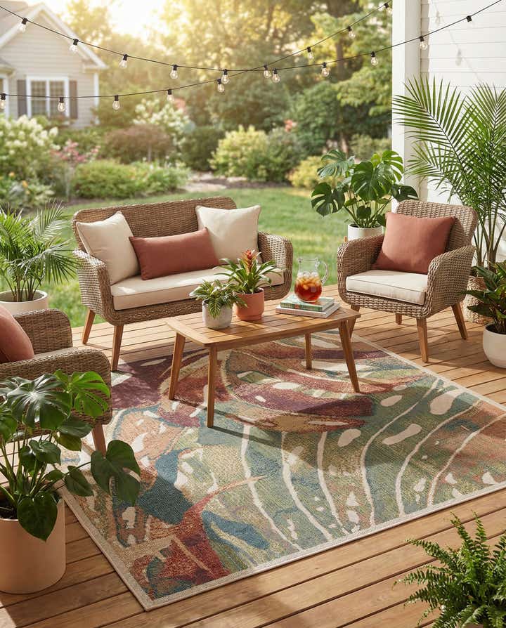 7' 10 x 7' 10 Easy-Clean Baja Indoor / Outdoor Square Rug