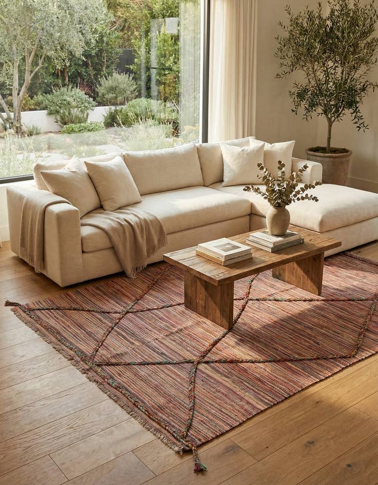 Detail image of 4' 7 x 6' 4  Hand Woven Kilim Modern Wool Rug