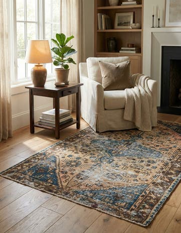 4' 1 x 6' Hand Knotted Ultra Vintage Persian Wool Rug