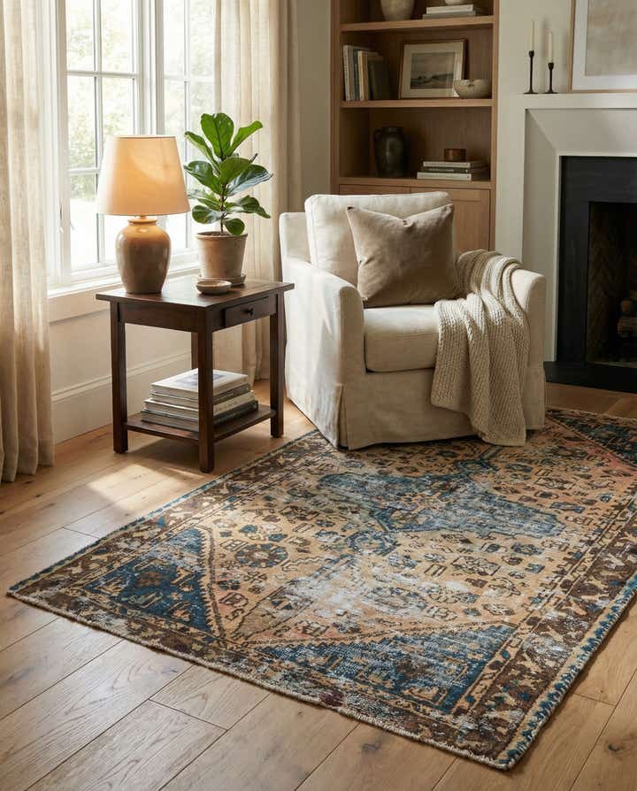 4' 1 x 6' Hand Knotted Ultra Vintage Persian Wool Rug