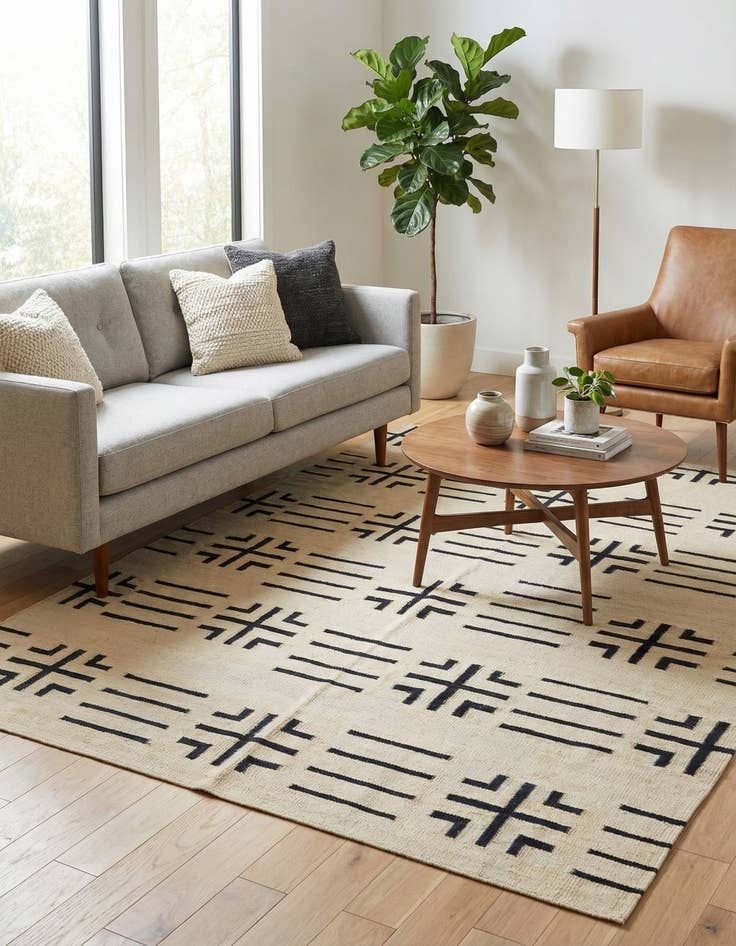 Detail image of 5' 3 x 6' 6  Hand Woven Kilim Modern Wool Square Rug