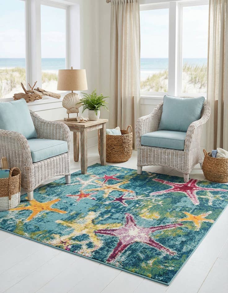 Detail image of 5' 3 x 5' 3  Washable Capri Square Rug