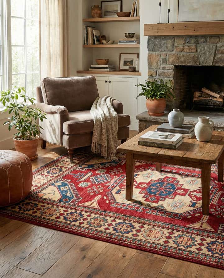 4' 2 x 5' 11 Hand Knotted Kazak Wool Rug