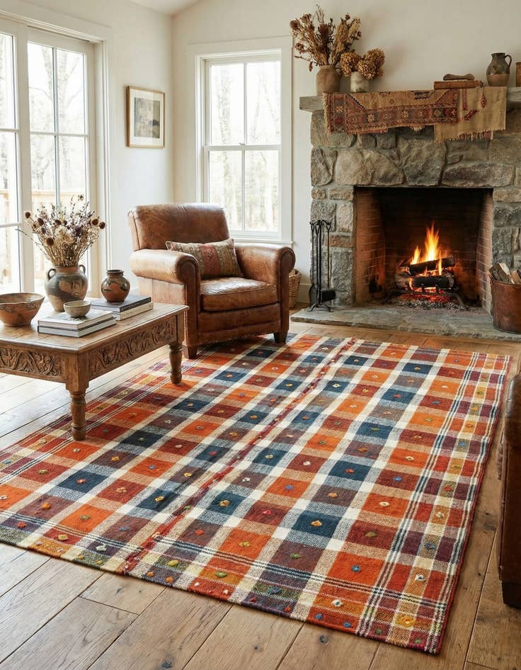 Detail image of 4' 8 x 6' 6 Jajim Wool Rug