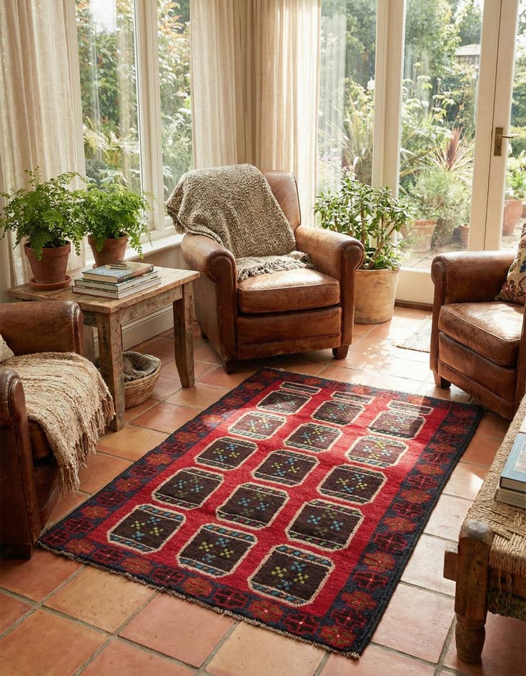 Detail image of  2' 10 x 4' 5  Hand Knotted Balouch Persian Wool Rug