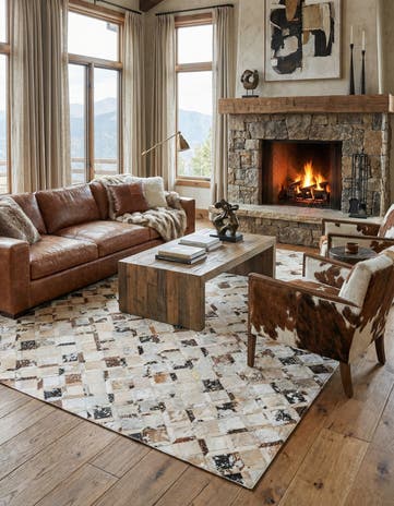 5' x 7' 10 Cowhide Leather Rug