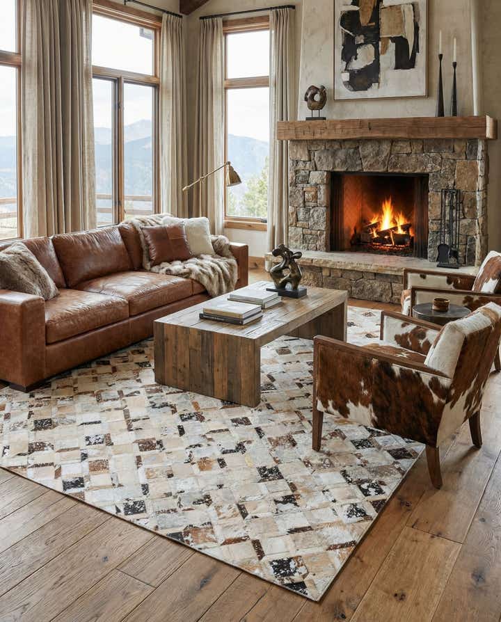 5' x 7' 10 Cowhide Leather Rug