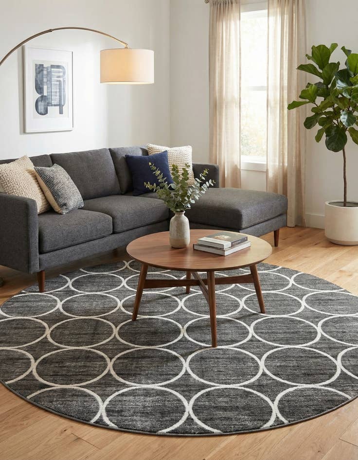 Detail image of  10' x 10' Lattice Trellis Round Rug