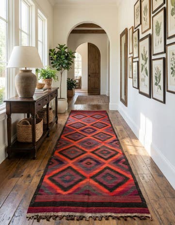 4' 8 x 15' Hand Woven Kilim Fars Wool Runner Rug