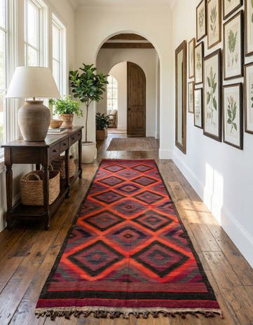 4' 8 x 15' Hand Woven Kilim Fars Wool Runner Rug
