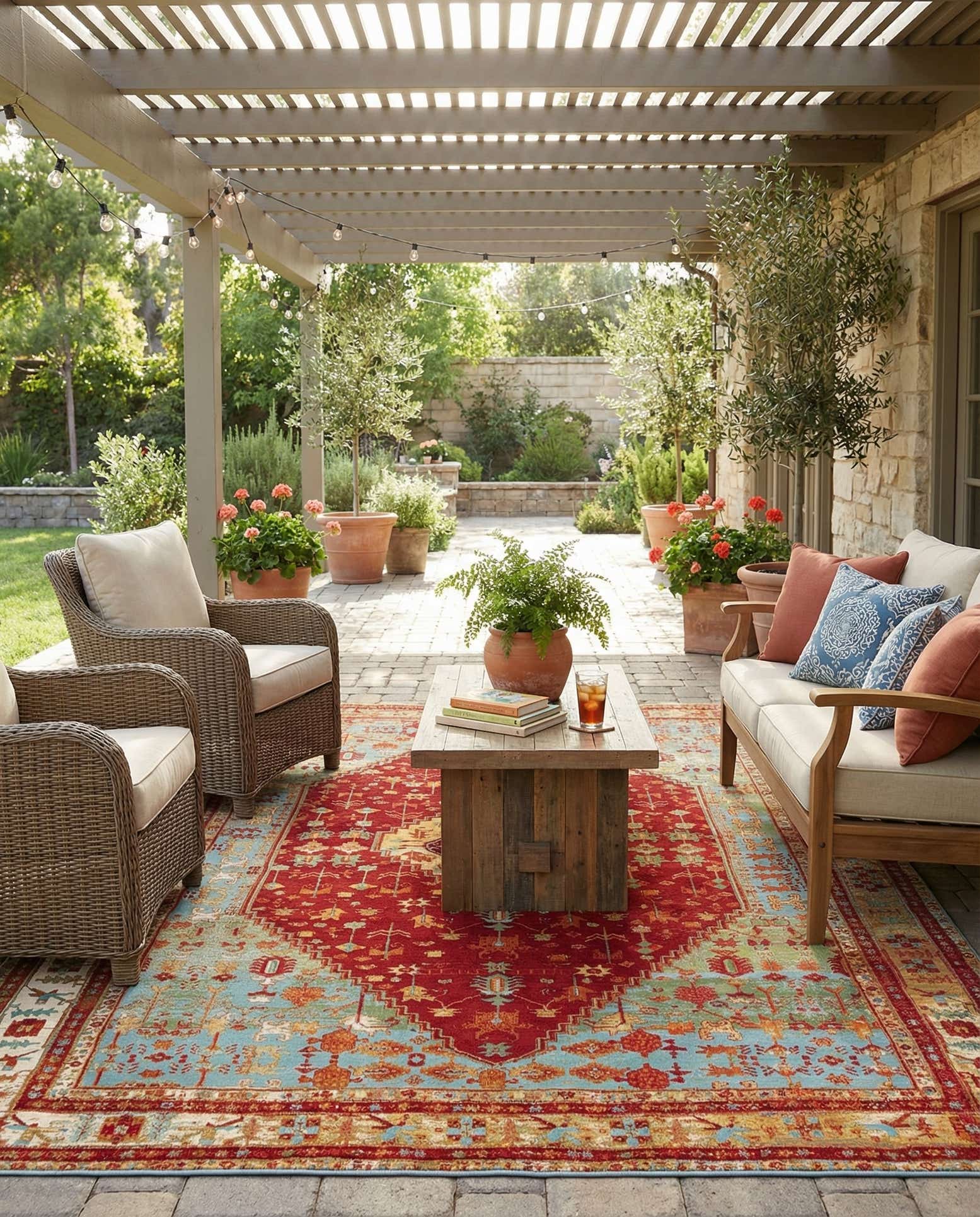 9' x 12' Easy-Clean Traditional Indoor / Outdoor Rug