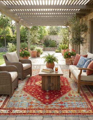 9' x 12' Easy-Clean Traditional Indoor / Outdoor Rug