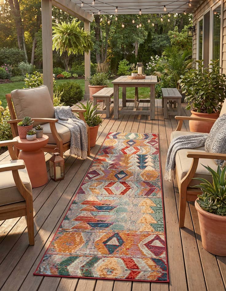 Detail image of 2' 7 x 12'  Washable Modern Indoor / Outdoor Runner Rug