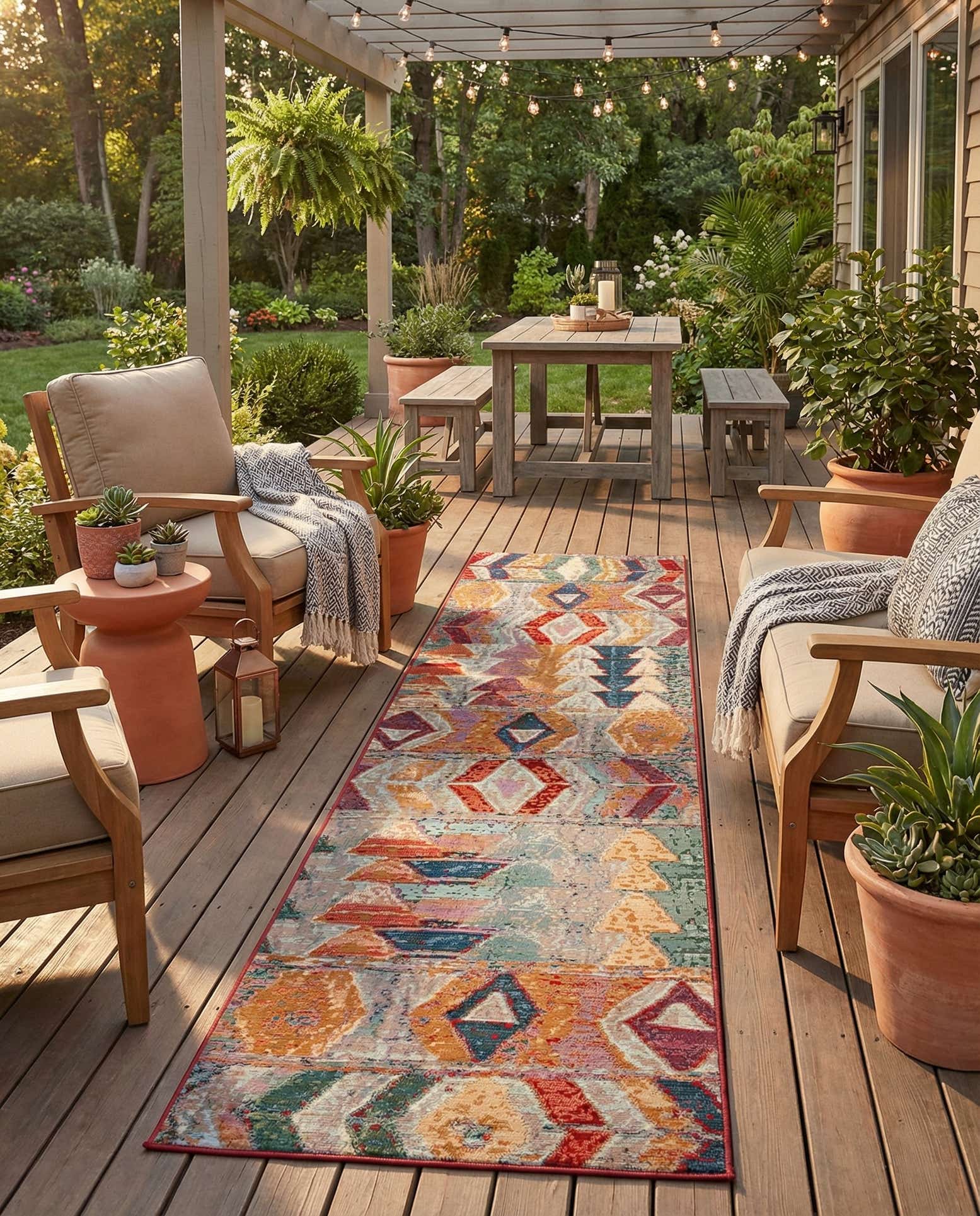 2' 7 x 12' Easy-Clean Modern Indoor / Outdoor Runner Rug
