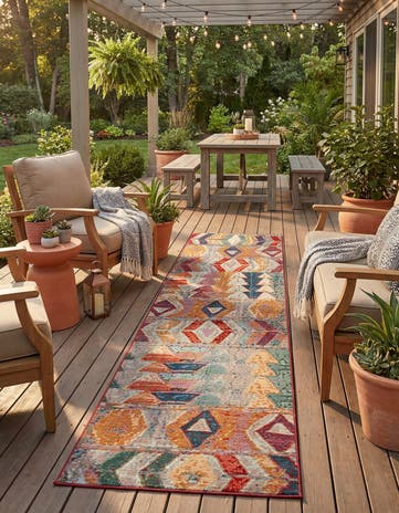 2' 7 x 12' Easy-Clean Modern Indoor / Outdoor Runner Rug