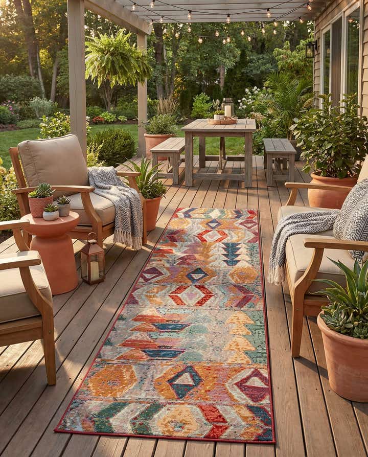 2' 7 x 12' Easy-Clean Modern Indoor / Outdoor Runner Rug