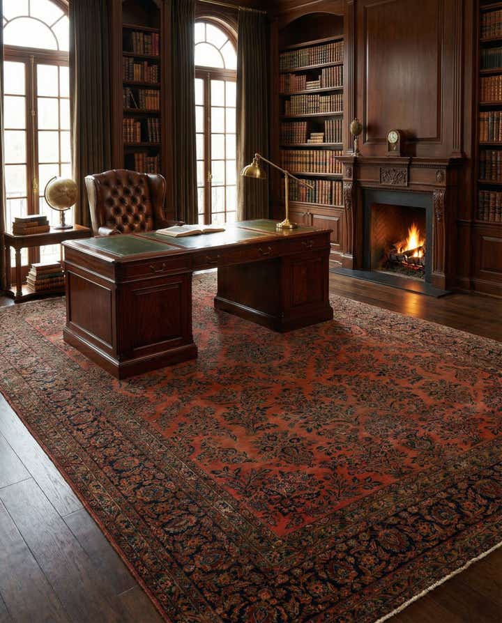 10' x 13' 10 Hand Knotted Sarough Persian Wool Rug