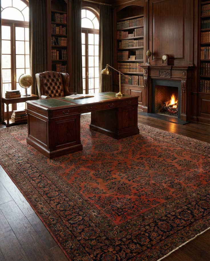 Detail image of 10' x 13' 10 Hand Knotted Sarough Persian Wool Rug