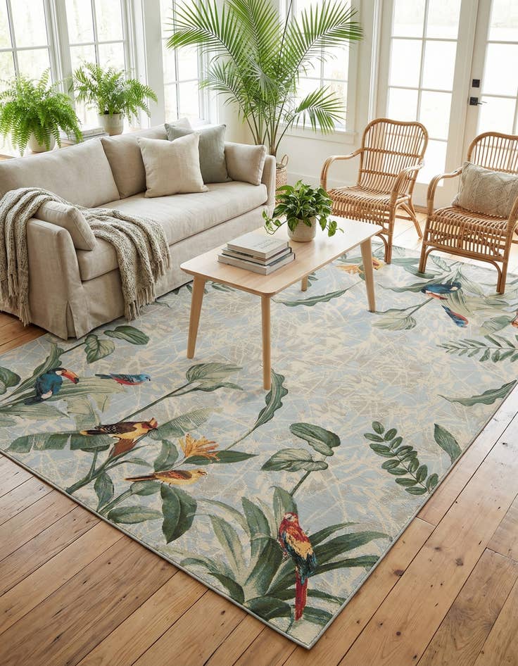 Detail image of  10' x 14' 2  Washable Botanical Indoor / Outdoor Rug