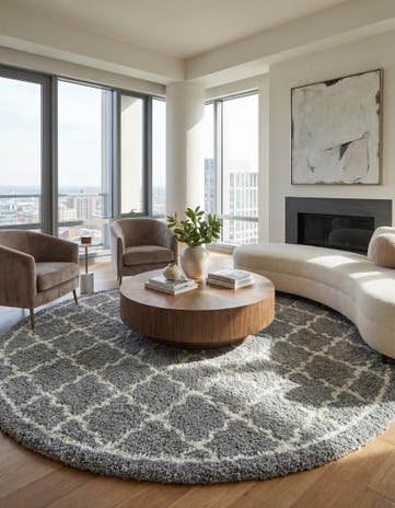 Ash Gray Infinity Shag Round Rug
