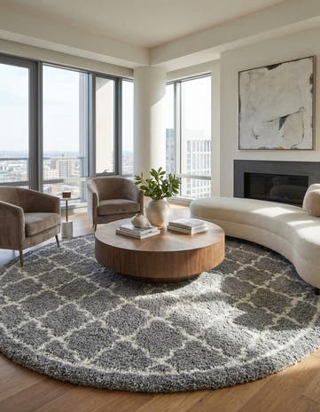 Ash Gray Infinity Shag Round Rug