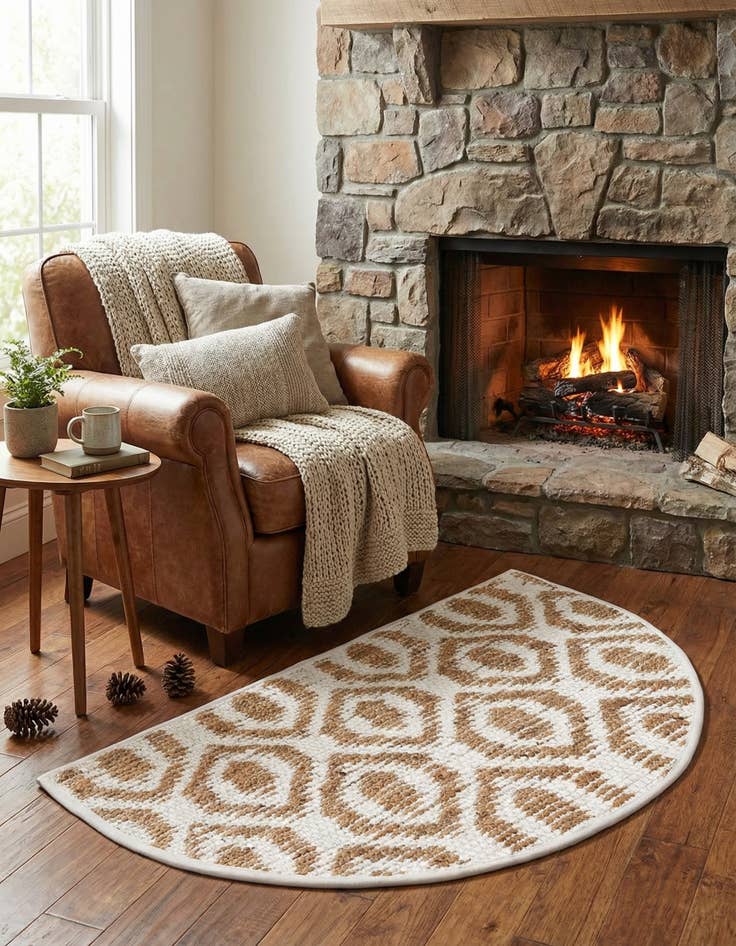 Detail image of 2' 2 x 3' 7  Hand Woven Chindi Jute Hearth Rug