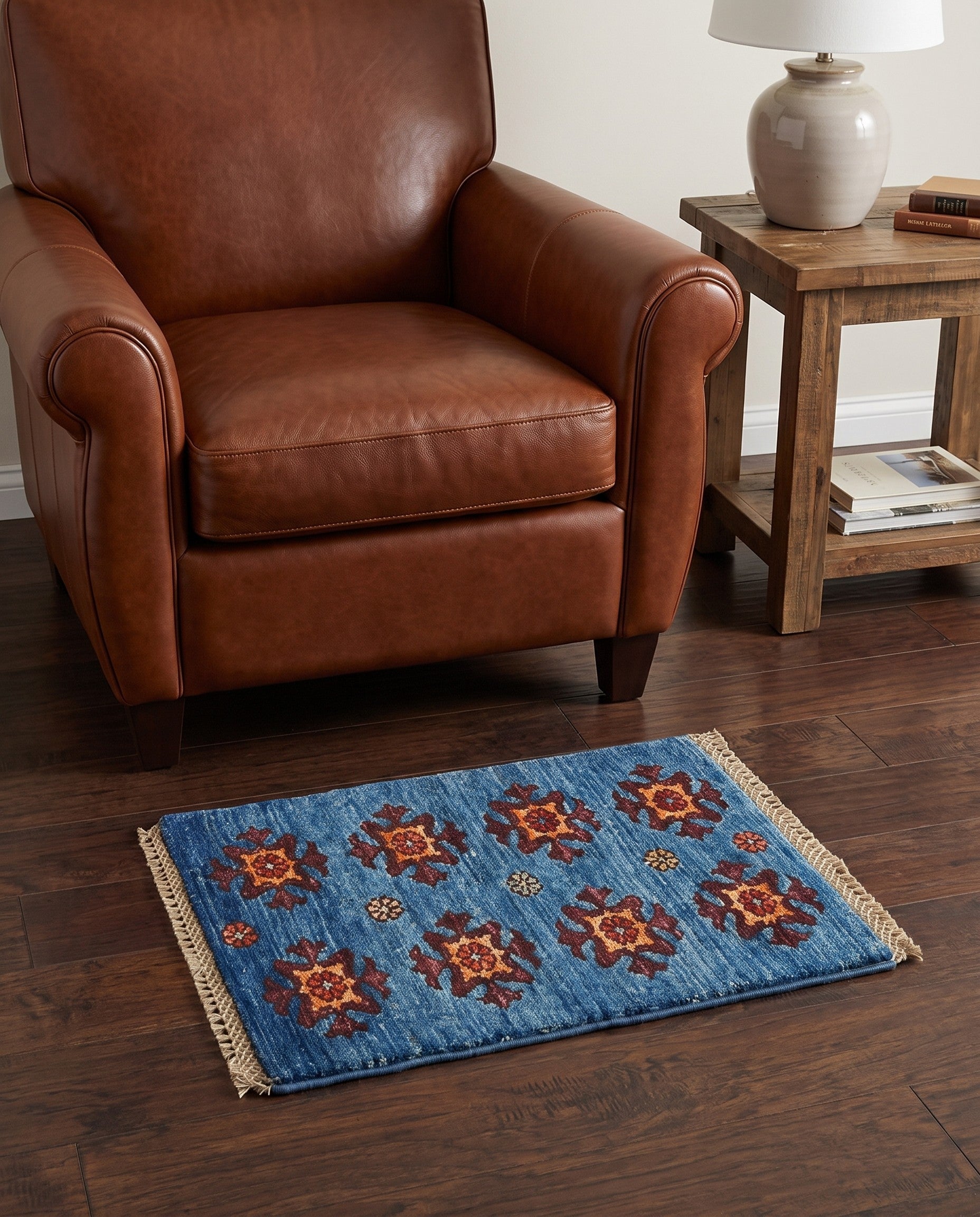 1' 4 x 2' Hand Knotted Ziegler Rug