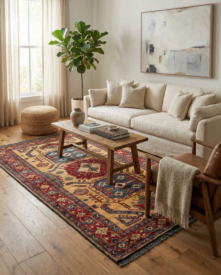 4' 9 x 8' 4 Hand Knotted Kazak Wool Rug