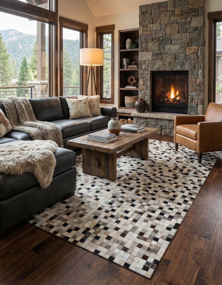 Detail image of 5' x 7' 11 Cowhide - Patchwork Rug