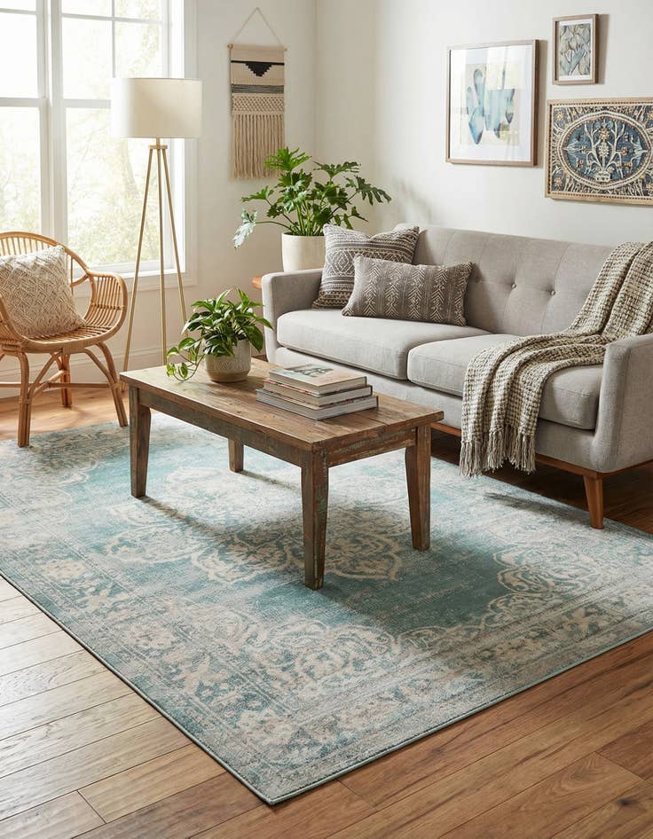 Detail image of 4' 10 x 8' Aqua Rug