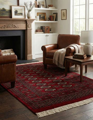 4' 3 x 5' 8 Hand Knotted Torkaman Persian Wool Rug
