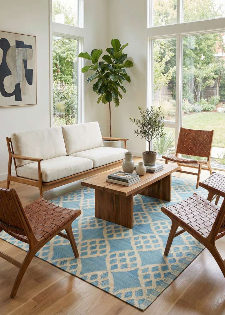 7' 1 x 9' 8 Hand Woven Kilim Modern Wool Rug