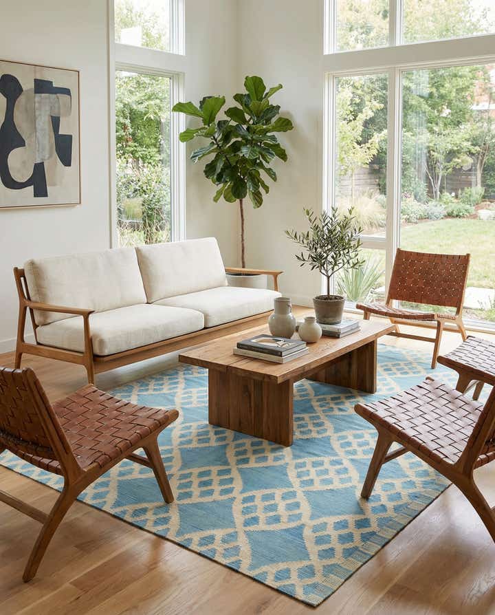 7' 1 x 9' 8 Hand Woven Kilim Modern Wool Rug