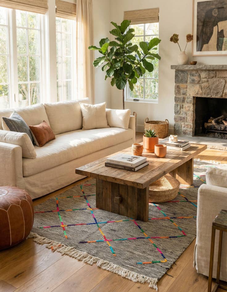 Detail image of 4' 10 x 8'  Hand Knotted Moroccan Wool Rug