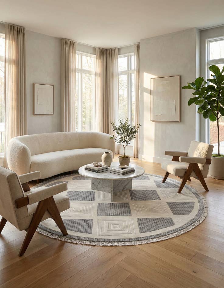 Detail image of 6' 5 x 6' 5  Hand Knotted Darya Wool Round Rug