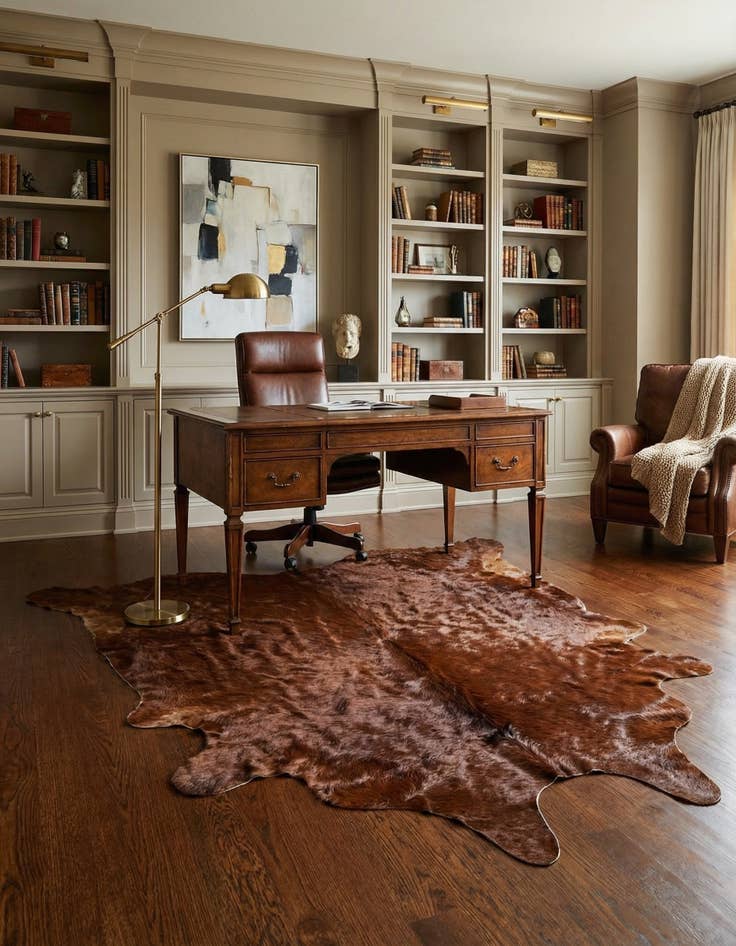 Detail image of 4' 11 x 5' 7 Cowhide Leather Rug